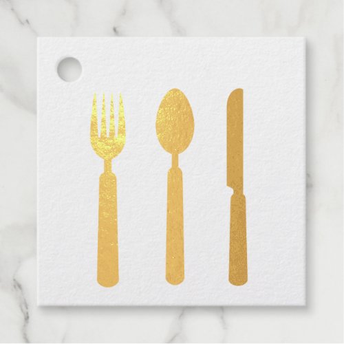 Fork Knife and Spoon Gold Foil Favor Tags