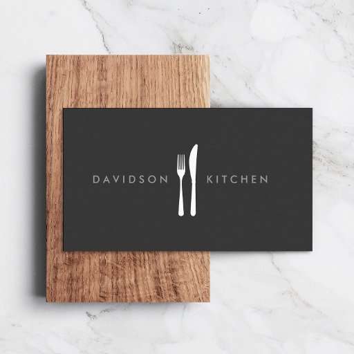 Customizable Fork &amp; Knife Logo 2 for Chef, Foodie, Restaurant Business Card Templates