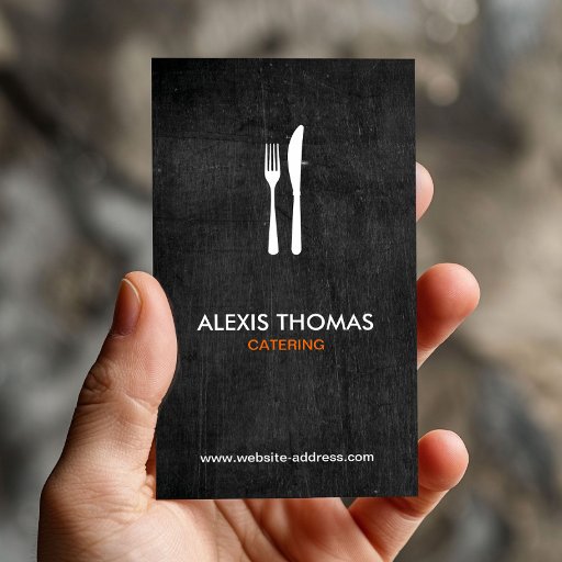 Customizable Fork & Knife Logo for Catering, Chef, Restaurant Business Card