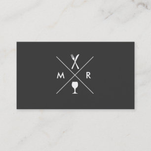 FORK & KNIFE LOGO MONOGRAM on DK GRAY Business Card