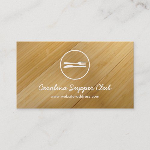 FORK  KNIFE LOGO on BAMBOO WOOD II Business Card