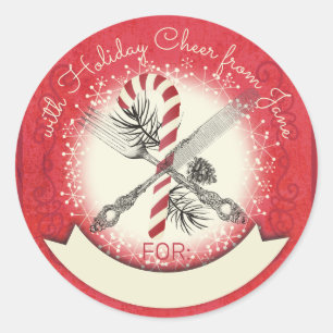 Fork knife personalized Christmas homemade by Classic Round Sticker