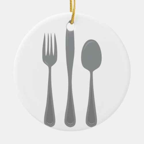 Fork Knife Spoon Ceramic Ornament