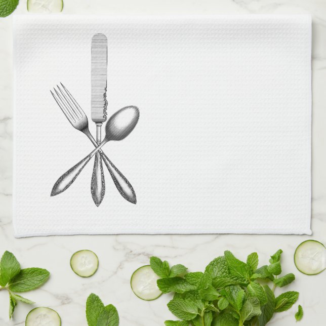 Fork, Knife, Spoon - Kitchen Towel (Folded)