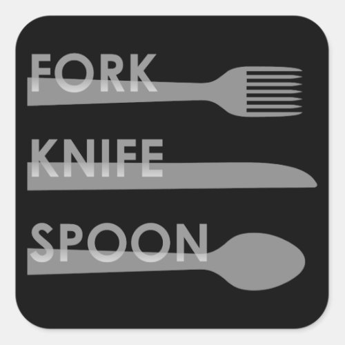 Fork Knife Spoon Square Sticker