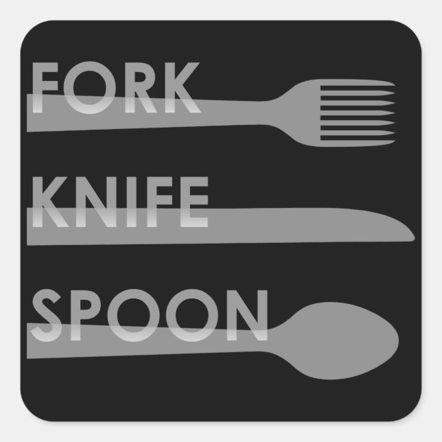 Fork Knife Spoon Square Sticker (Front)