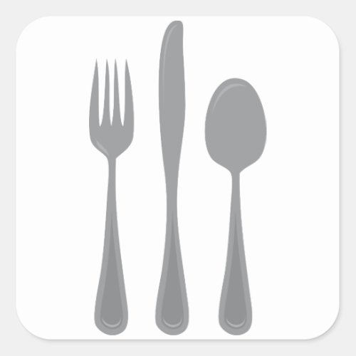 Fork Knife Spoon Square Sticker