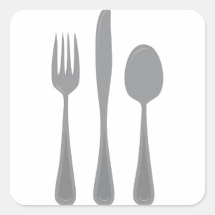 Fork Knife Spoon Square Sticker