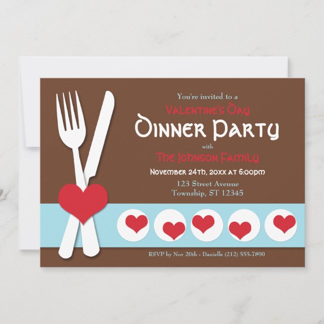 Fork & Knife Valentine's Day Dinner Invitation (Front)