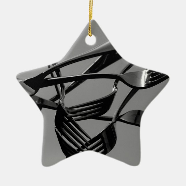 Fork Levitation Ceramic Ornament (Front)