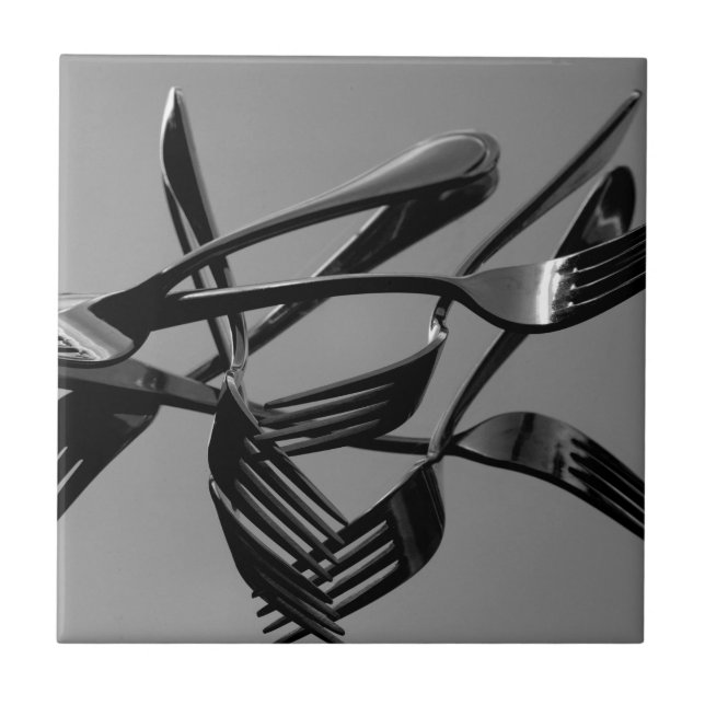 Fork Levitation Ceramic Tile (Front)