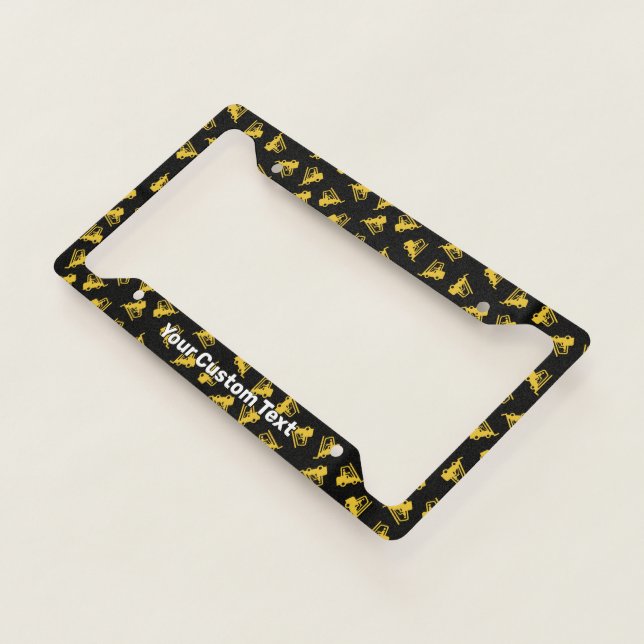 Fork Lift Icon Pattern License Plate Frame (3/4)