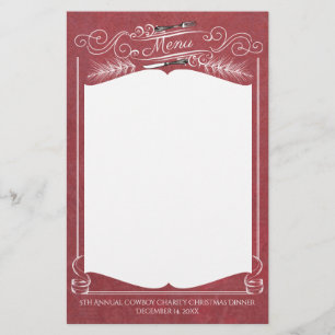 Fork pine tree Christmas holiday menu stationery