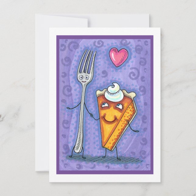 FORK & PUMPKIN PIE, MADE FOR EACH OTHER, ROMANCE NOTE CARD (Front)