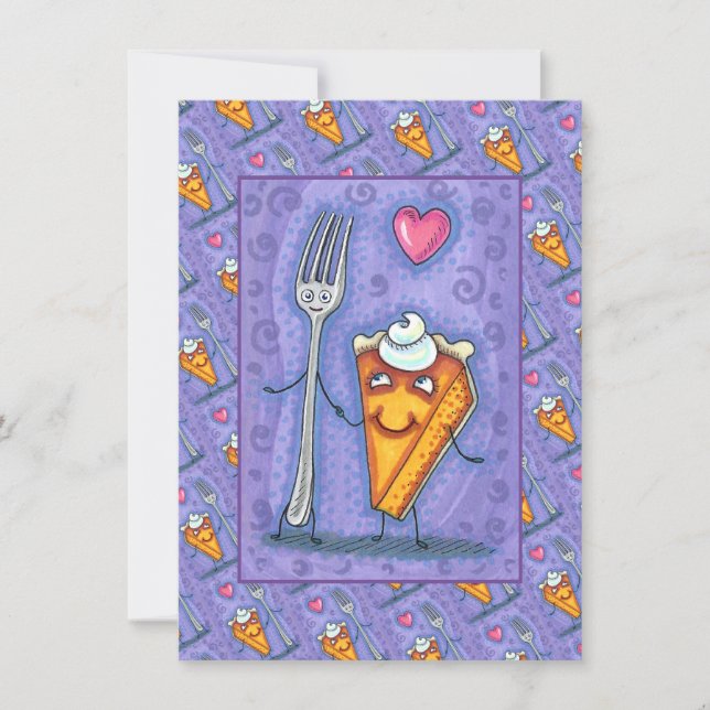 FORK & PUMPKIN PIE, MADE FOR EACH OTHER, ROMANCE NOTE CARD (Front)
