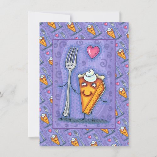 FORK  PUMPKIN PIE MADE FOR EACH OTHER ROMANCE NOTE CARD