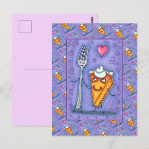 FORK & PUMPKIN PIE, MADE FOR EACH OTHER, ROMANCE POSTCARD