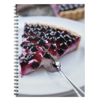 Fork Slicing Blueberry Pie On Plate Notebook by prophoto at Zazzle