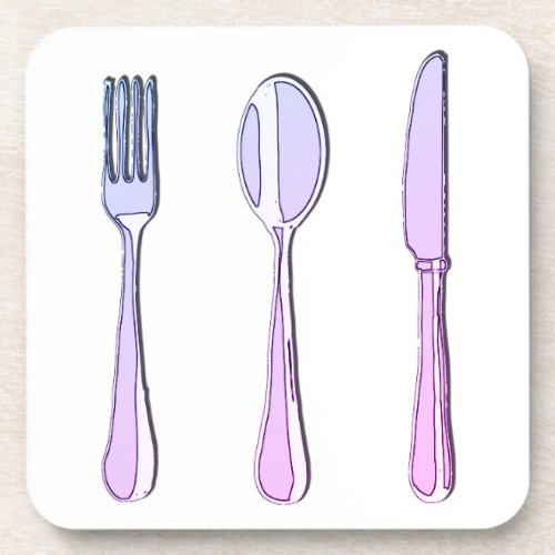Fork Spoon and Knife Beverage Coaster