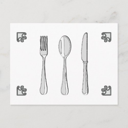 Fork Spoon and Knife Holiday Postcard