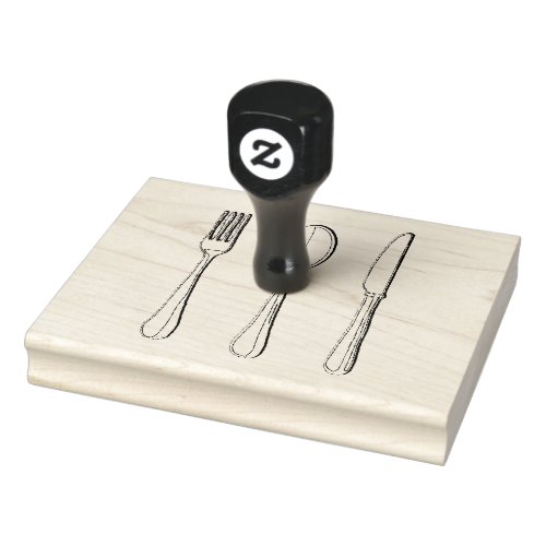 Fork Spoon and Knife Rubber Stamp