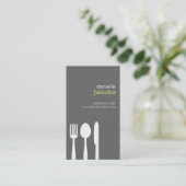 FORK SPOON KNIFE in GRAY Business Card (Standing Front)