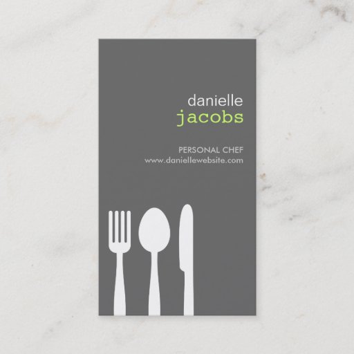 Customizable FORK SPOON KNIFE in GRAY Business Card