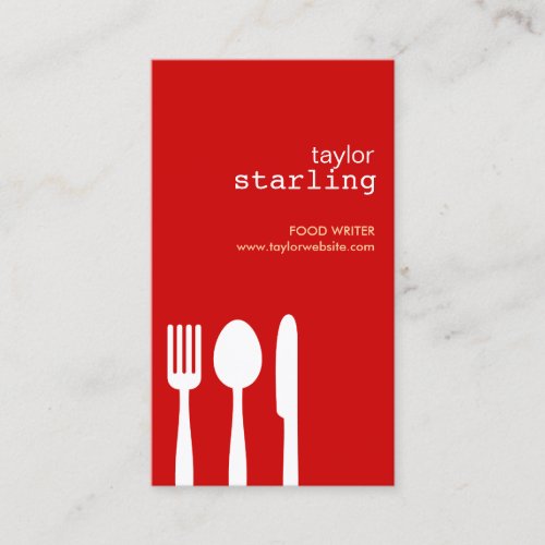 FORK SPOON KNIFE in RED Business Card Template