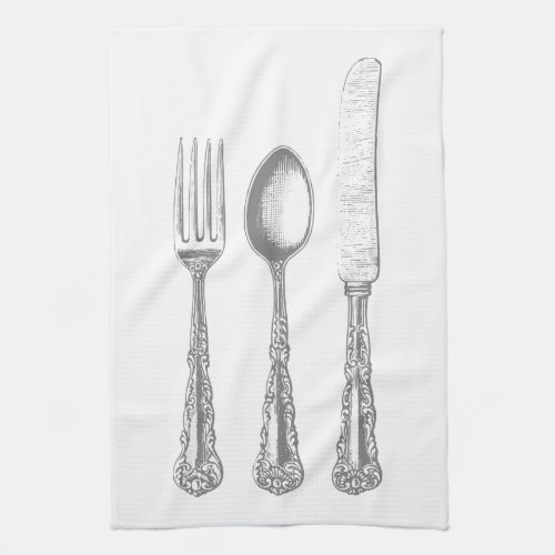 Fork spoon knife kitchen towel vintage kitchen towel