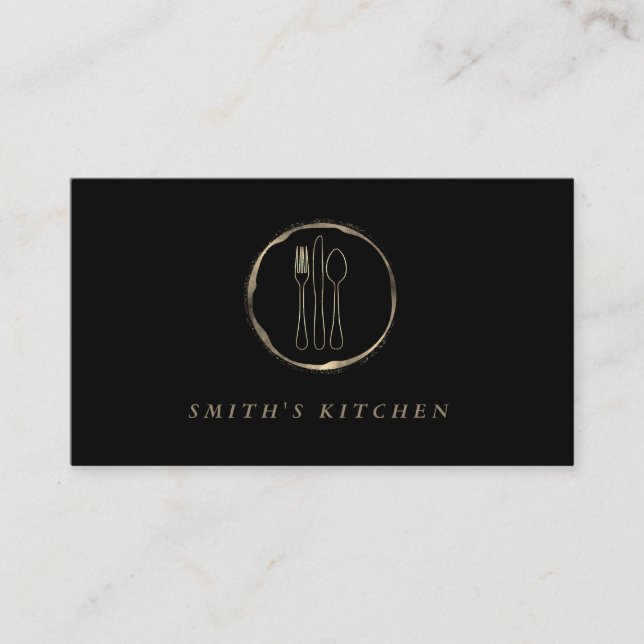 Fork Spoon Knife Logo Kitchen for Bakery, Catering Business Card (Front)