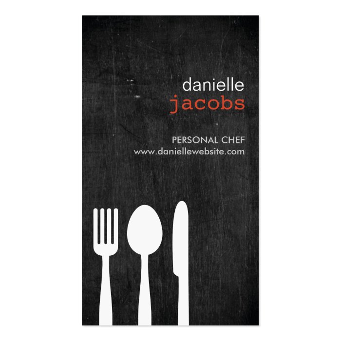 FORK SPOON KNIFE on WOODGRAIN Business Cards