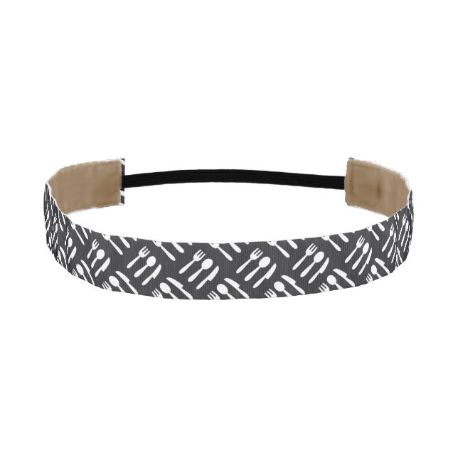 Fork spoon knife pattern athletic headband (Front)