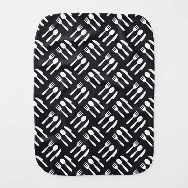 Fork spoon knife pattern baby burp cloth (Front)