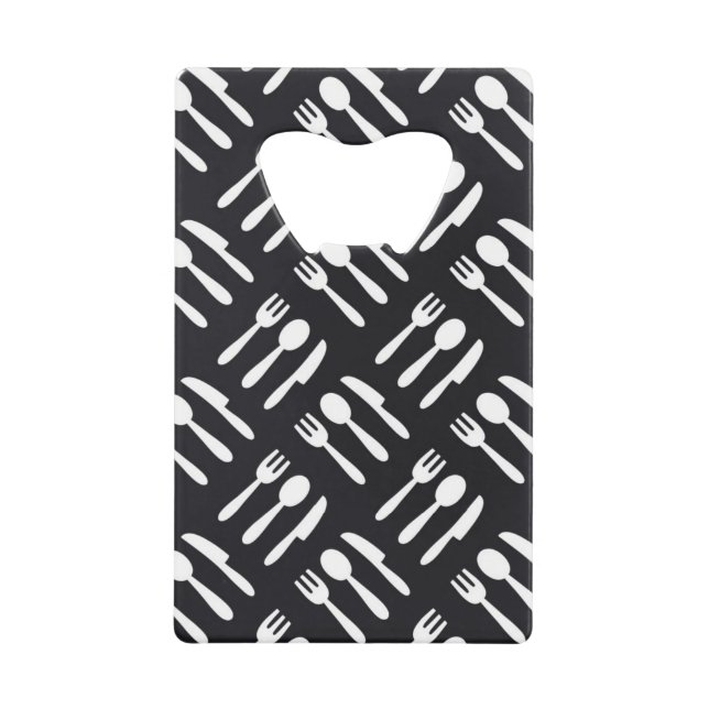 Fork spoon knife pattern credit card bottle opener (Front)