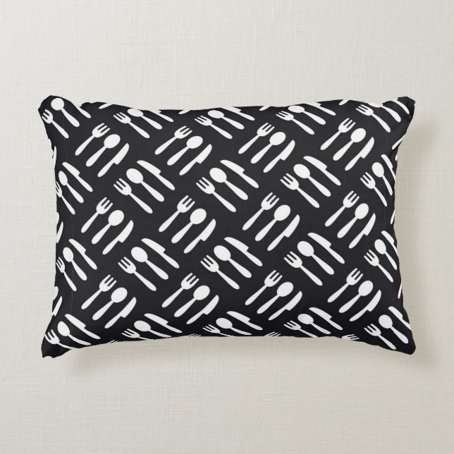 Fork spoon knife pattern decorative pillow (Front)