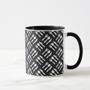Fork spoon knife pattern mug