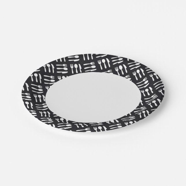 Fork spoon knife pattern paper plates (Angled)