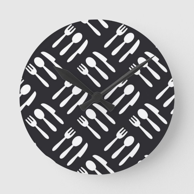 Fork spoon knife pattern round clock (Front)