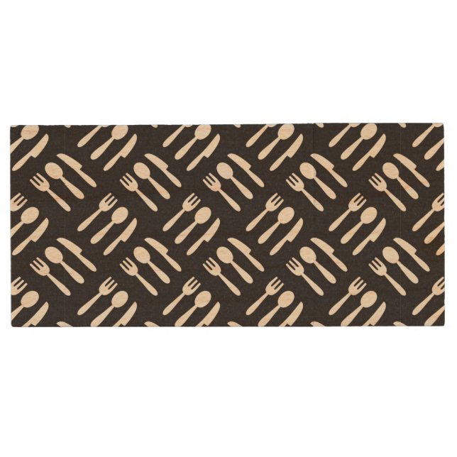 Fork spoon knife pattern wood flash drive (Front)