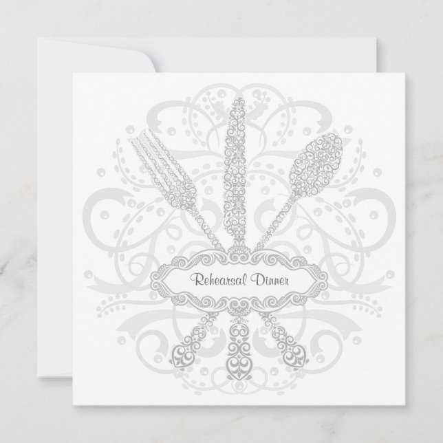 Fork Spoon Knife Rehearsal Dinner Invitation (Front)