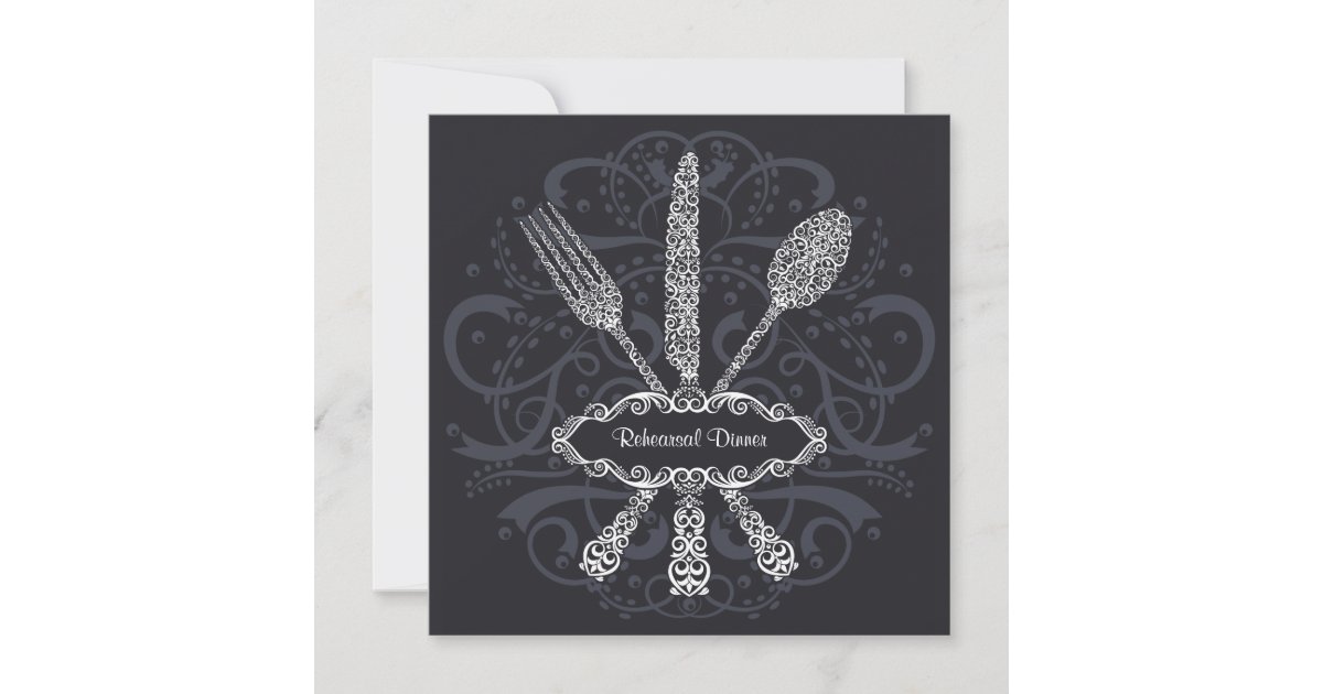 Fork Spoon Knife Rehearsal Dinner Invitation Zazzle