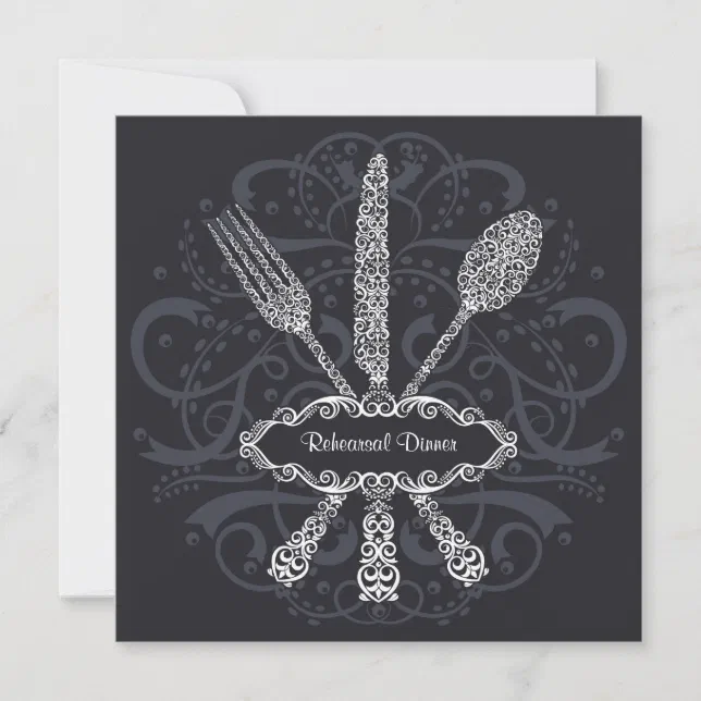 Fork Spoon Knife Rehearsal Dinner Invitation Zazzle