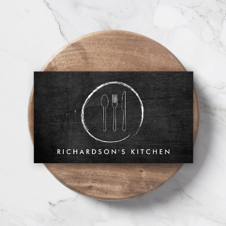 Fork Spoon Knife Sketch Logo For Catering, Chef... Business Card