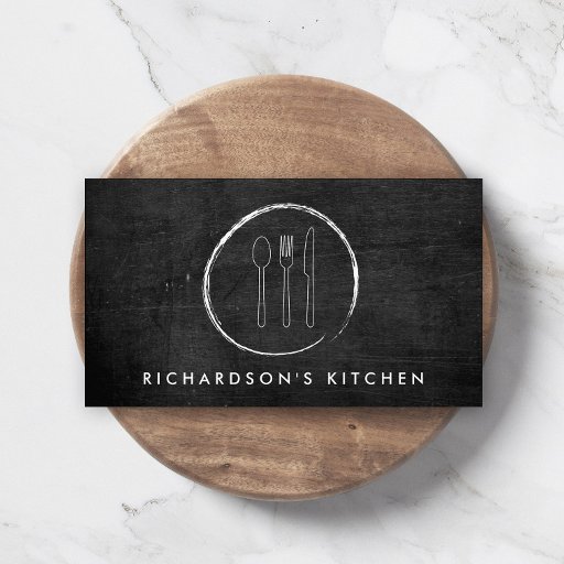 Customizable FORK SPOON KNIFE SKETCH LOGO for Catering, Chef... Business Card