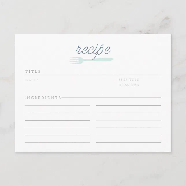 Fork & Spoon Recipe Card Zazzle