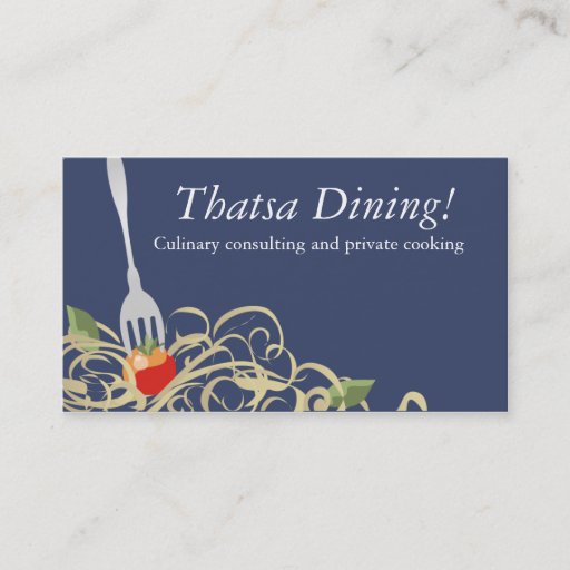 Customizable fork stuck tomato spaghetti catering b, Thatsa ... Business Card Template