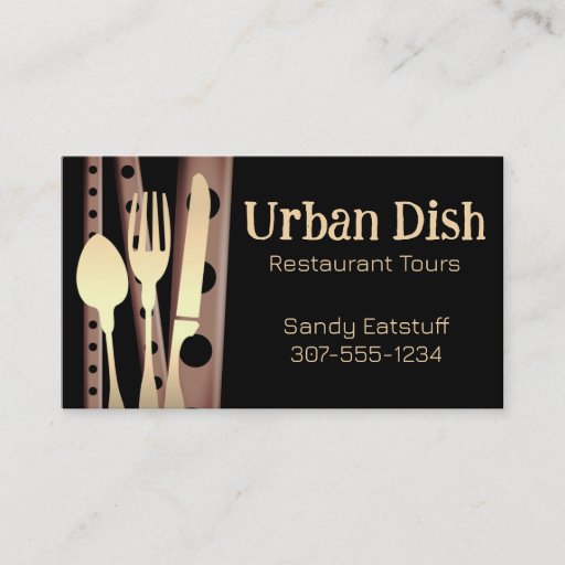 Customizable fork stuck tomato spoon knife dinin catering bu... business card