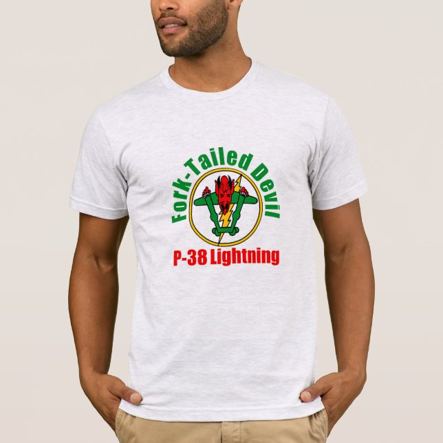 Fork-Tailed Devil P-38 Lightning Logo T-Shirt (Front)