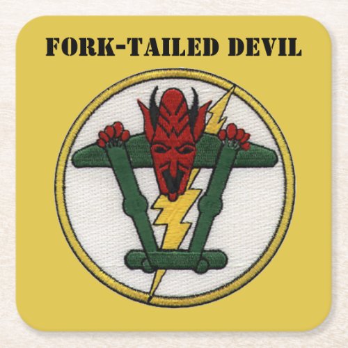 Fork_Tailed Devil P_38 Lightning Square Paper Coaster