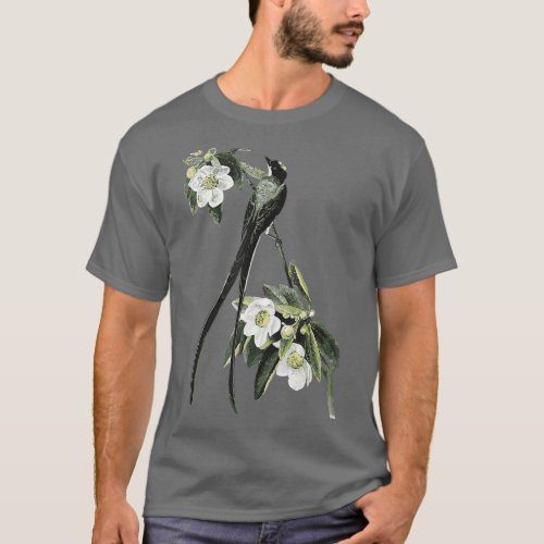 Fork Tailed Flycatcher Scissortail Garden Flower B T_Shirt